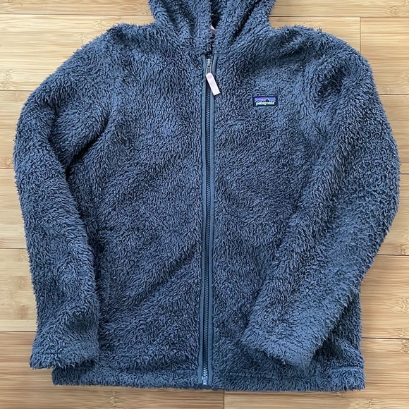 Girls Patagonia XL (14) Dark Gray full zip hooded Fleece Jacket - Picture 2 of 8